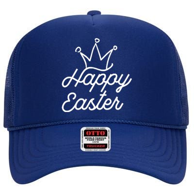 Happy Easter Crown High Crown Mesh Back Trucker Hat