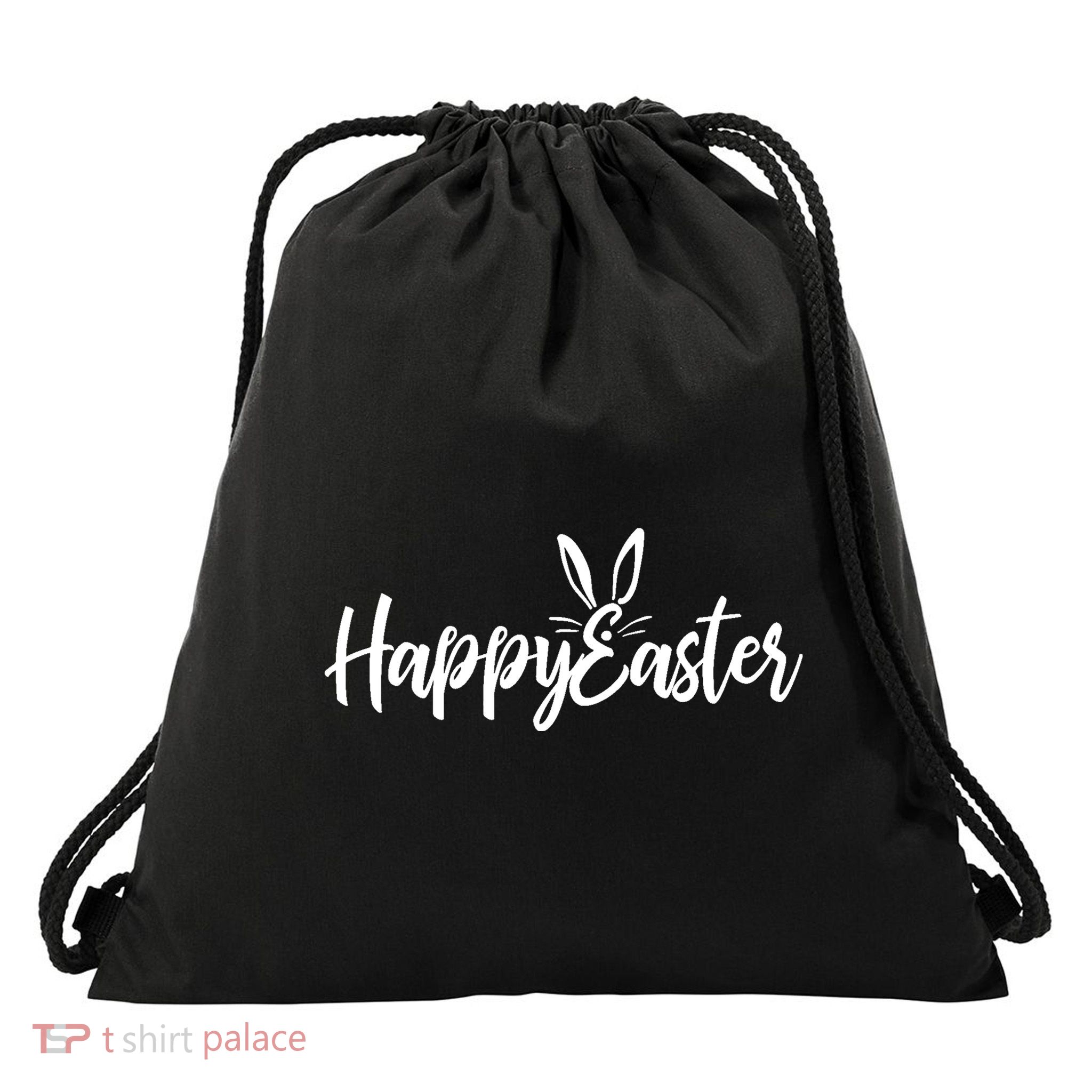 Happy Easter Cursive Signature Drawstring Bag