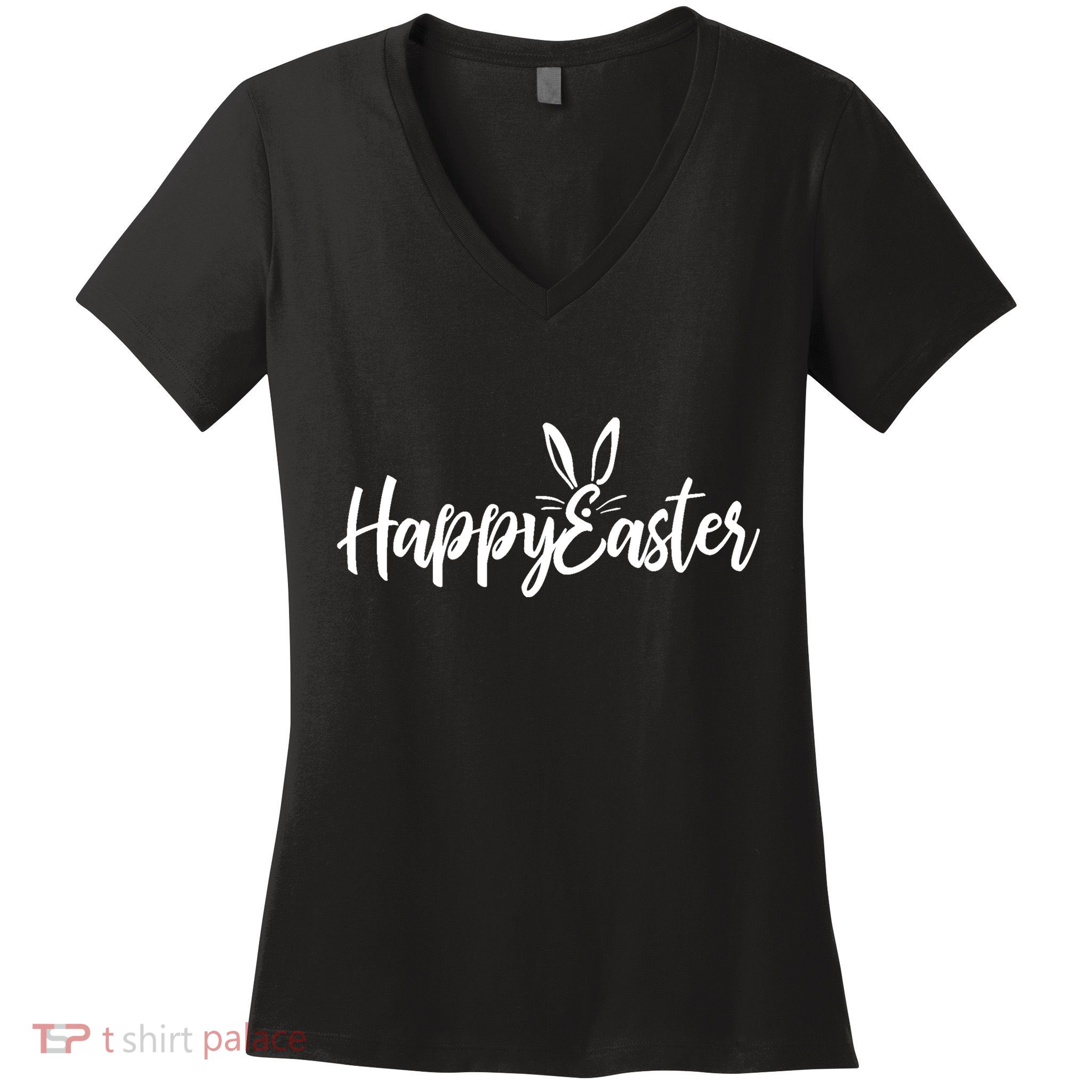 Happy Easter Cursive Signature Women's V-Neck T-Shirt