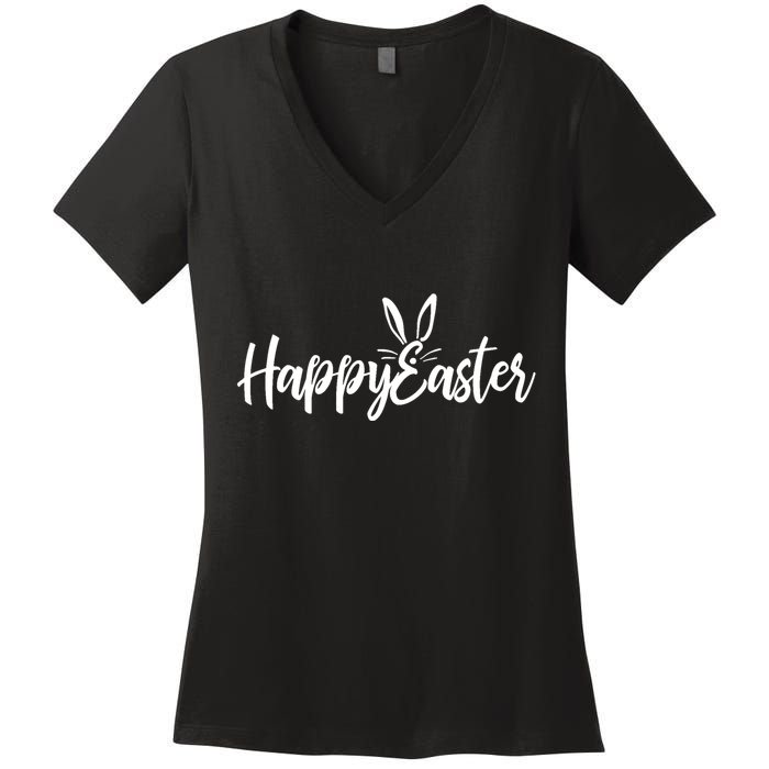 Happy Easter Cursive Signature Women's V-Neck T-Shirt
