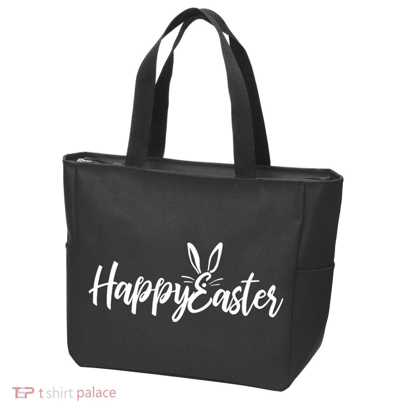 Happy Easter Cursive Signature Zip Tote Bag