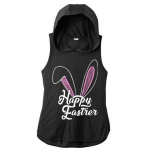 Happy Easter Cute Bunny Ears Ladies PosiCharge Tri-Blend Wicking Draft Hoodie Tank