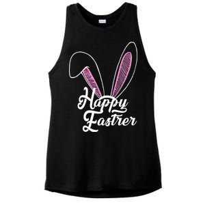 Happy Easter Cute Bunny Ears Ladies PosiCharge Tri-Blend Wicking Tank