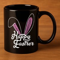 Happy Easter Cute Bunny Ears 11oz C Handle Ceramic Mug
