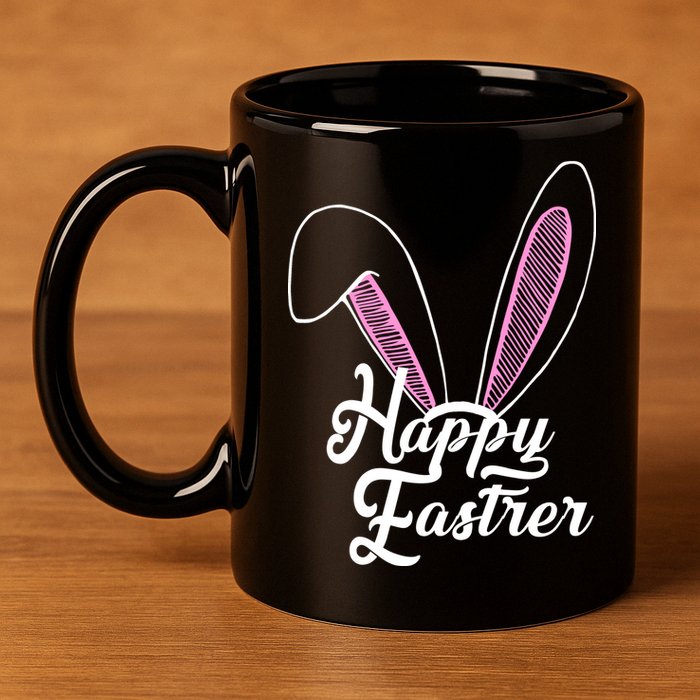 Happy Easter Cute Bunny Ears 11oz C Handle Ceramic Mug