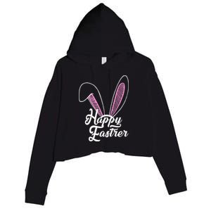 Happy Easter Cute Bunny Ears Crop Fleece Hoodie