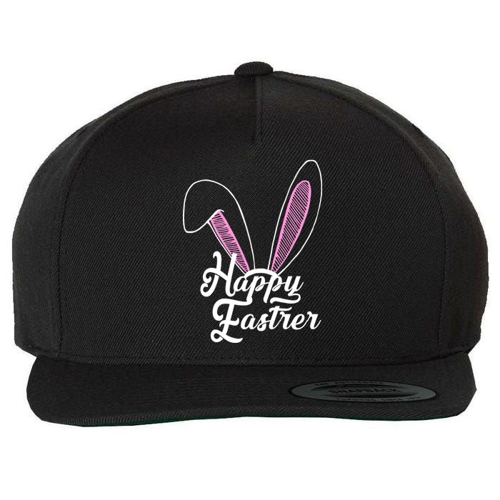 Happy Easter Cute Bunny Ears Wool Snapback Cap