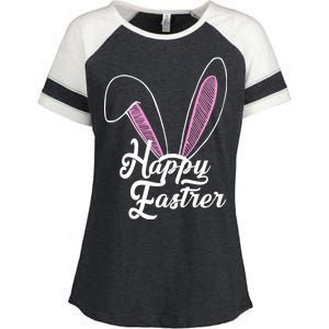 Happy Easter Cute Bunny Ears Enza Ladies Jersey Colorblock Tee