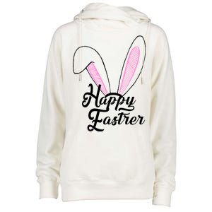 Happy Easter Cute Bunny Ears Womens Funnel Neck Pullover Hood