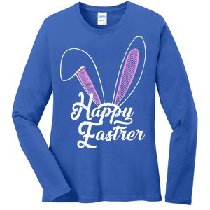 Happy Easter Cute Bunny Ears Ladies Long Sleeve Shirt