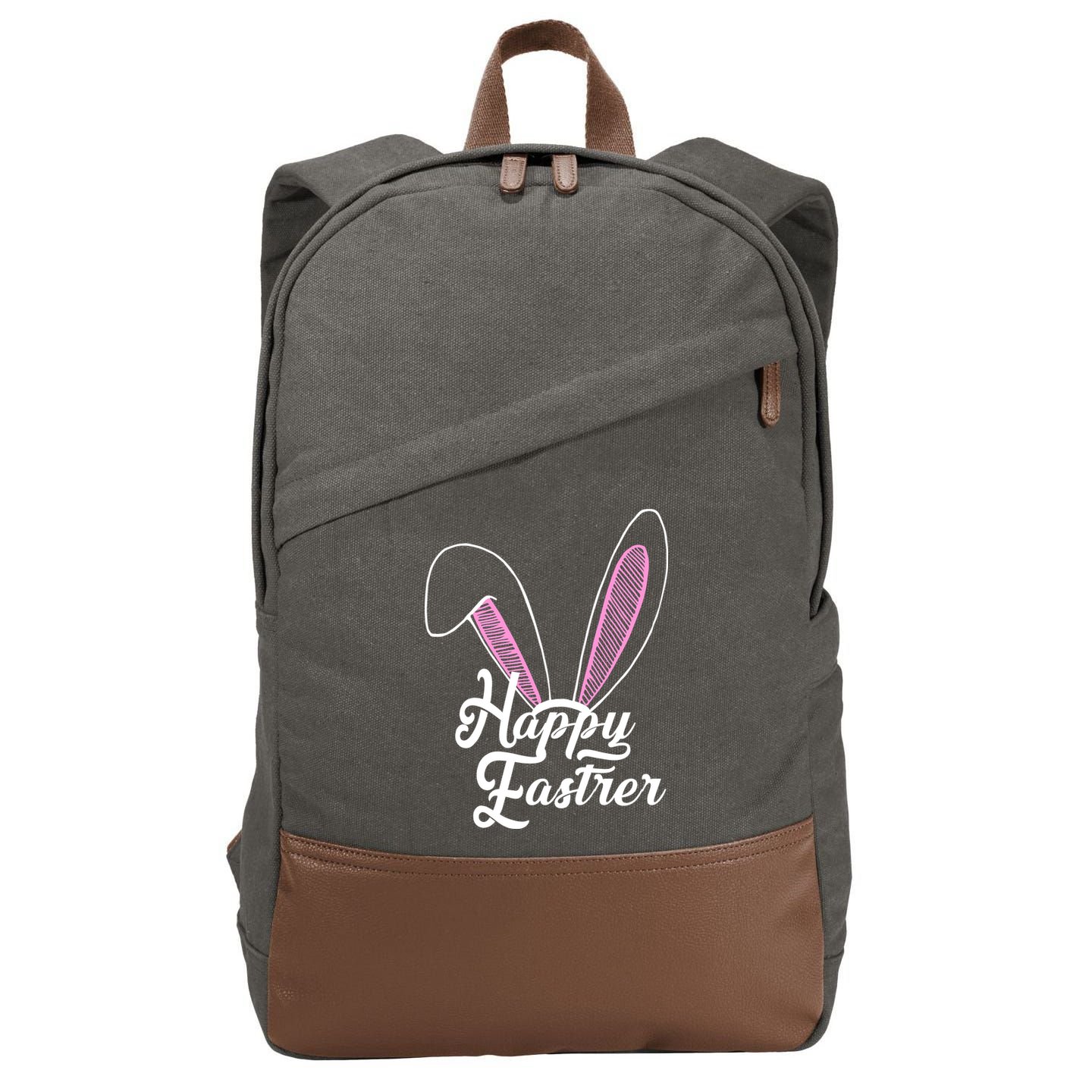Happy Easter Cute Bunny Ears Cotton Canvas Backpack