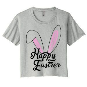 Happy Easter Cute Bunny Ears Women's Crop Top Tee