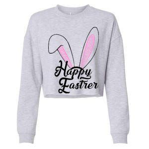 Happy Easter Cute Bunny Ears Cropped Pullover Crew