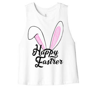 Happy Easter Cute Bunny Ears Women's Racerback Cropped Tank