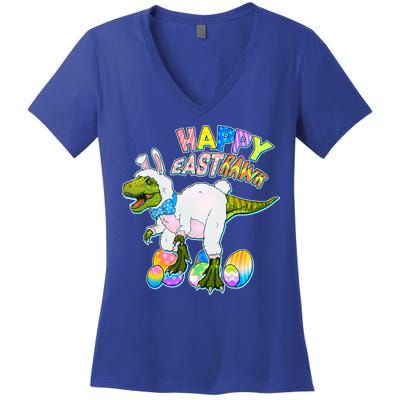 Happy Easter EastRawr T-Rex Women's V-Neck T-Shirt