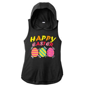 Happy Easter Eggs Ladies PosiCharge Tri-Blend Wicking Draft Hoodie Tank