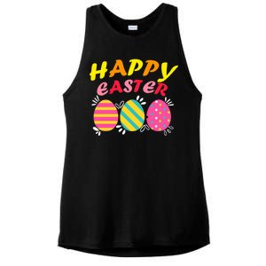 Happy Easter Eggs Ladies PosiCharge Tri-Blend Wicking Tank