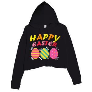 Happy Easter Eggs Crop Fleece Hoodie