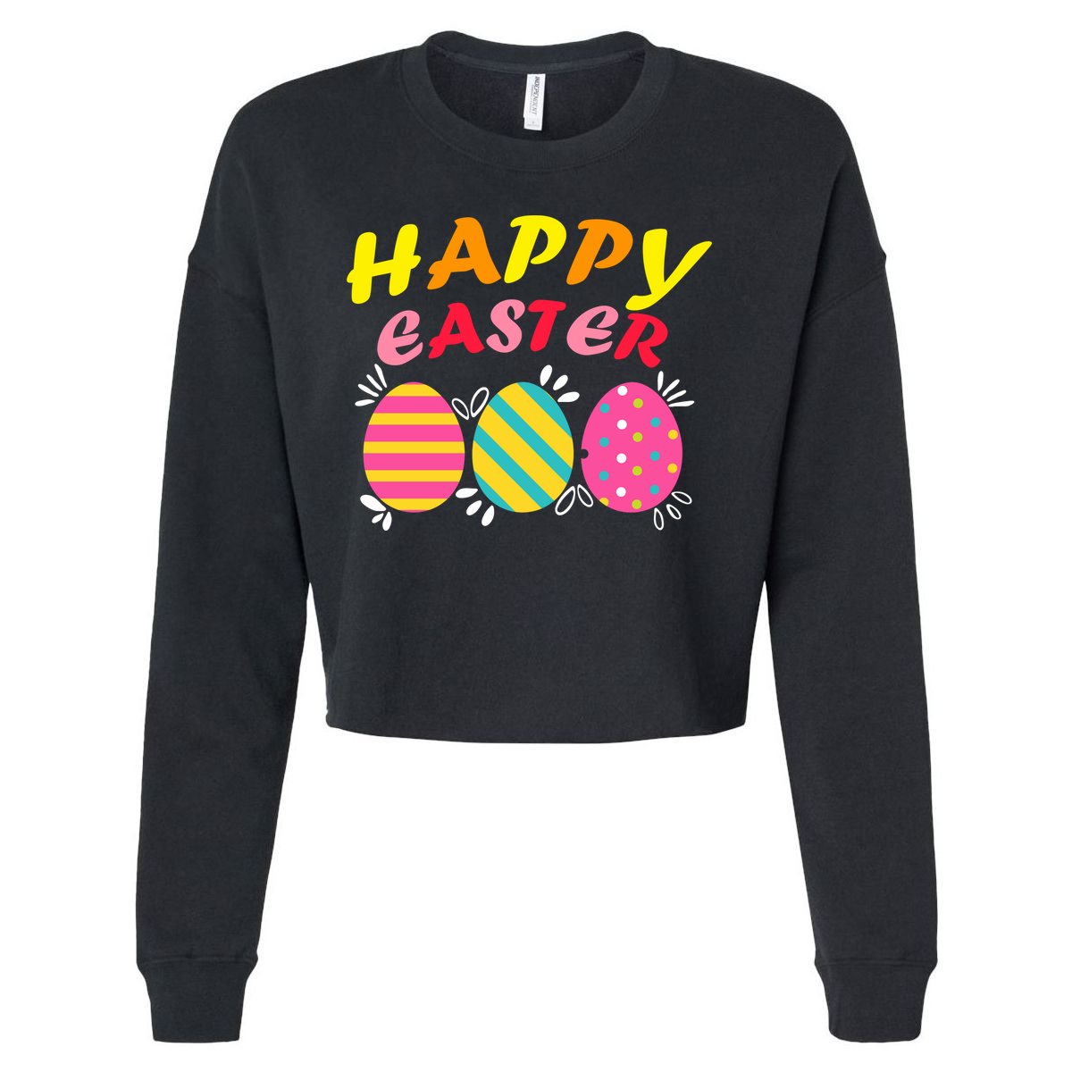 Happy Easter Eggs Cropped Pullover Crew