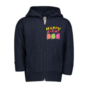 Happy Easter Eggs Toddler Zip Fleece Hoodie