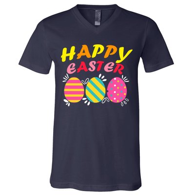 Happy Easter Eggs V-Neck T-Shirt