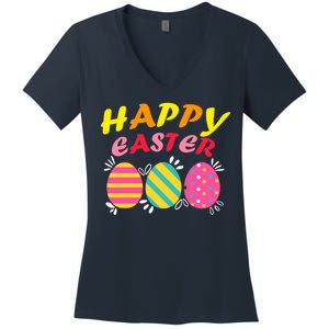 Happy Easter Eggs Women's V-Neck T-Shirt