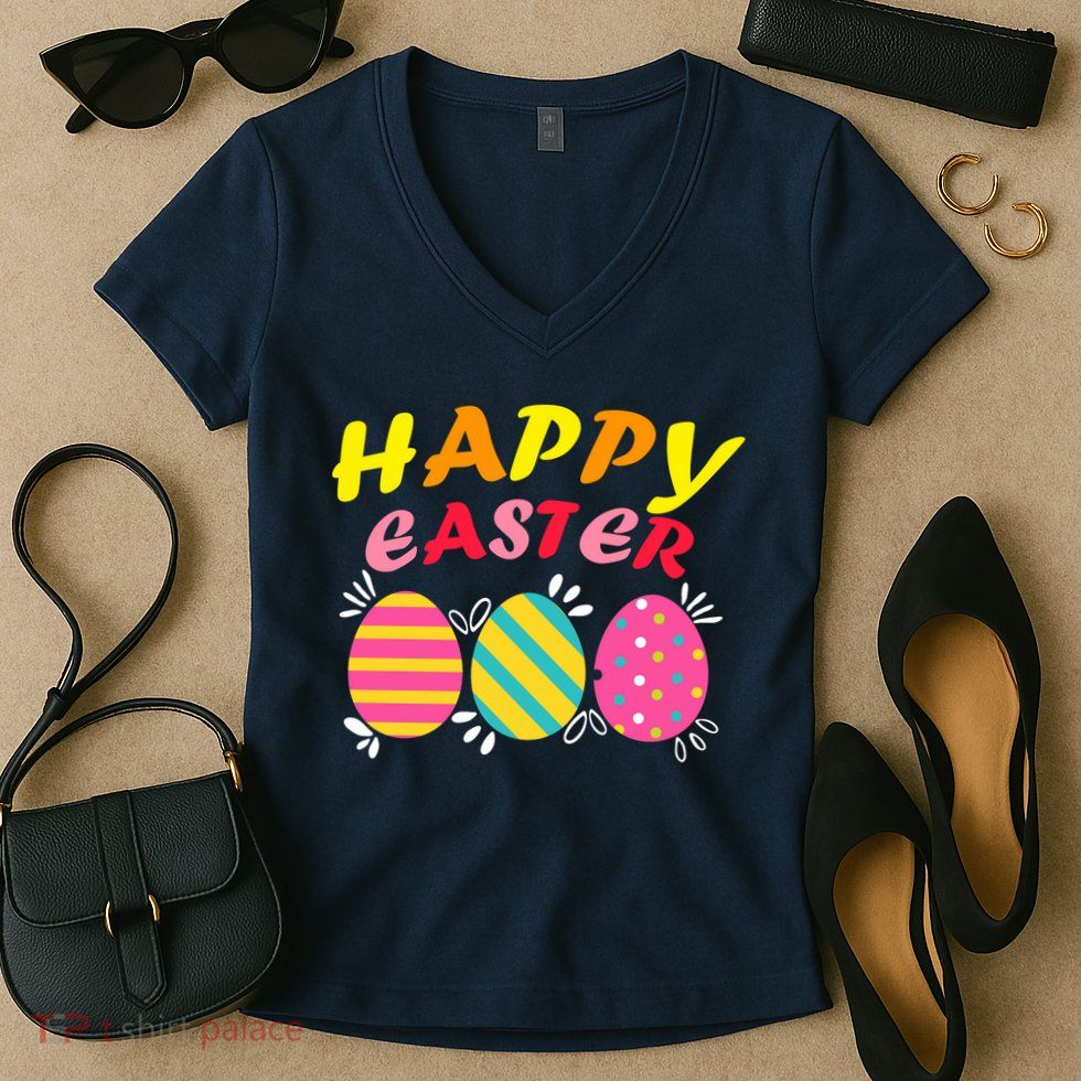 Happy Easter Eggs Women's V-Neck T-Shirt