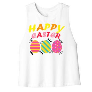 Happy Easter Eggs Women's Racerback Cropped Tank