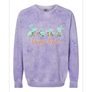 Happy Easter Flower Bunnies Colorblast Crewneck Sweatshirt