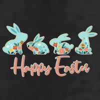 Happy Easter Flower Bunnies 7 Panel Mesh Trucker Snapback Hat