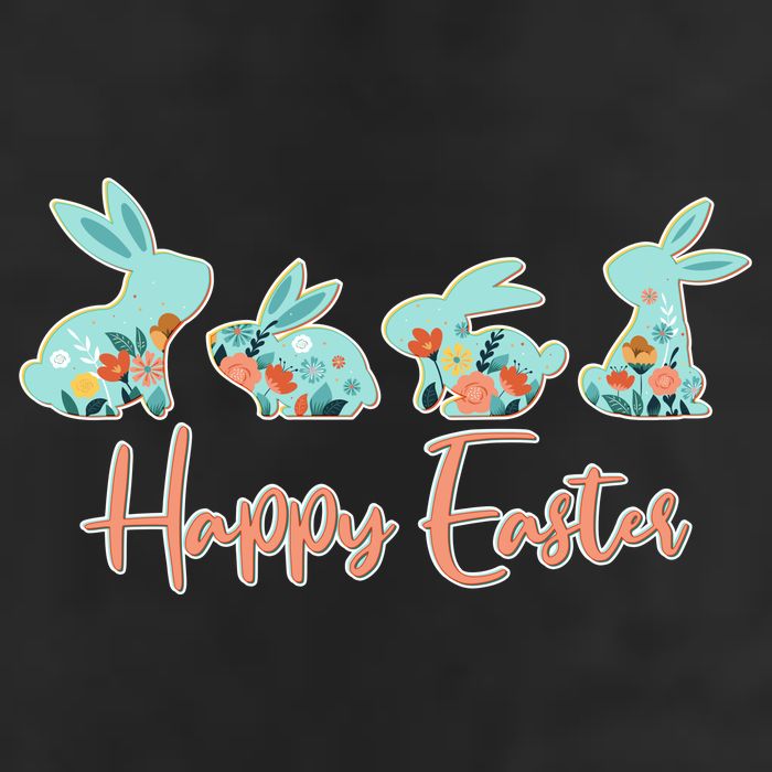 Happy Easter Flower Bunnies 7 Panel Mesh Trucker Snapback Hat