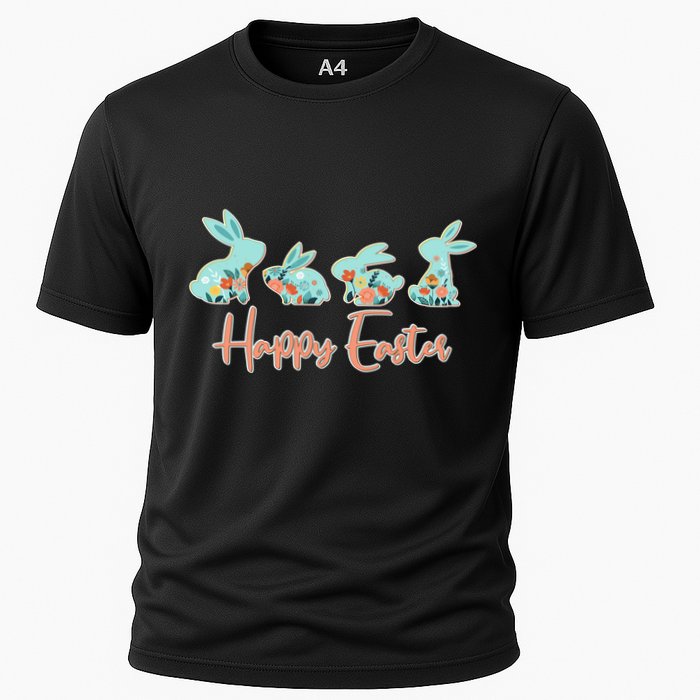 Happy Easter Flower Bunnies Cooling Performance Crew T-Shirt