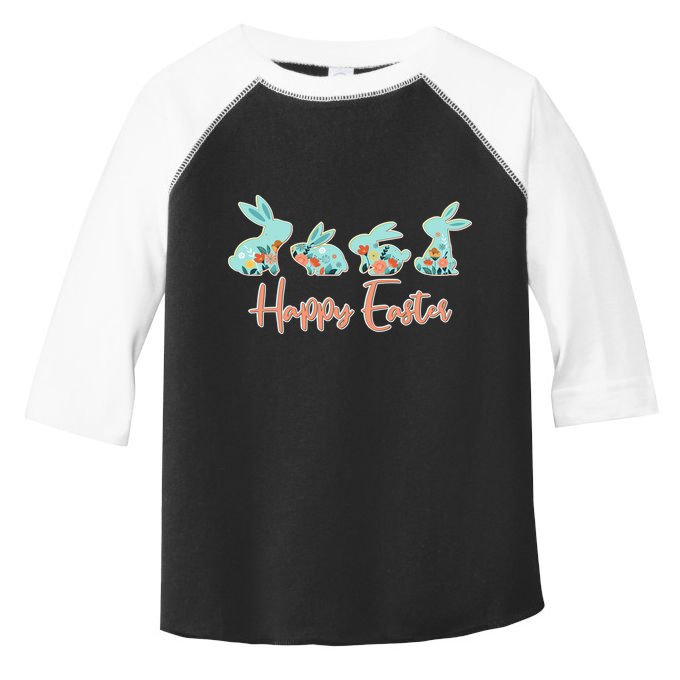 Happy Easter Flower Bunnies Toddler Fine Jersey T-Shirt