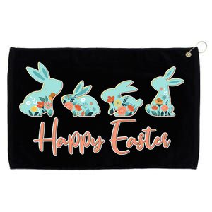 Happy Easter Flower Bunnies Grommeted Golf Towel