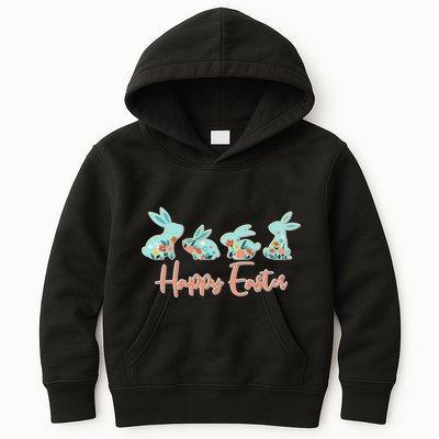 Happy Easter Flower Bunnies Kids Hoodie
