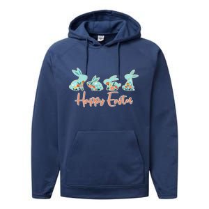 Happy Easter Flower Bunnies Performance Fleece Hoodie