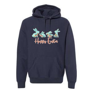 Happy Easter Flower Bunnies Premium Hoodie