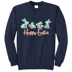 Happy Easter Flower Bunnies Tall Sweatshirt