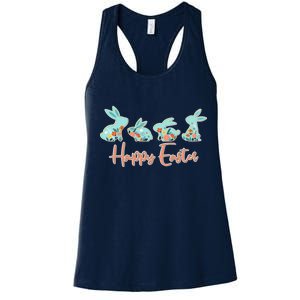 Happy Easter Flower Bunnies Women's Racerback Tank