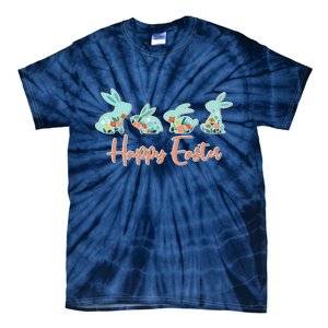 Happy Easter Flower Bunnies Tie-Dye T-Shirt