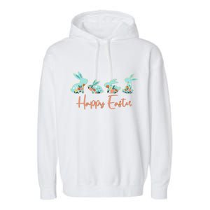 Happy Easter Flower Bunnies Garment-Dyed Fleece Hoodie