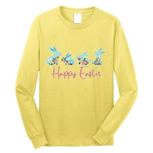 Happy Easter Flower Bunnies Long Sleeve Shirt