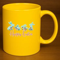 Happy Easter Flower Bunnies 11oz C Handle Ceramic Mug