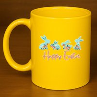 Happy Easter Flower Bunnies 11oz C Handle Ceramic Mug