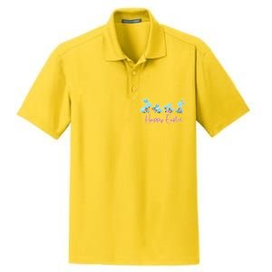 Happy Easter Flower Bunnies Dry Zone Grid Polo