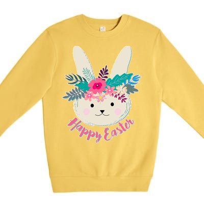 Happy Easter Flower Bunny Premium Crewneck Sweatshirt