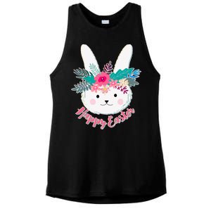 Happy Easter Flower Bunny Ladies PosiCharge Tri-Blend Wicking Tank