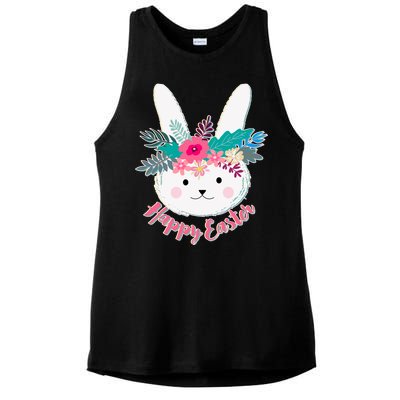 Happy Easter Flower Bunny Ladies PosiCharge Tri-Blend Wicking Tank