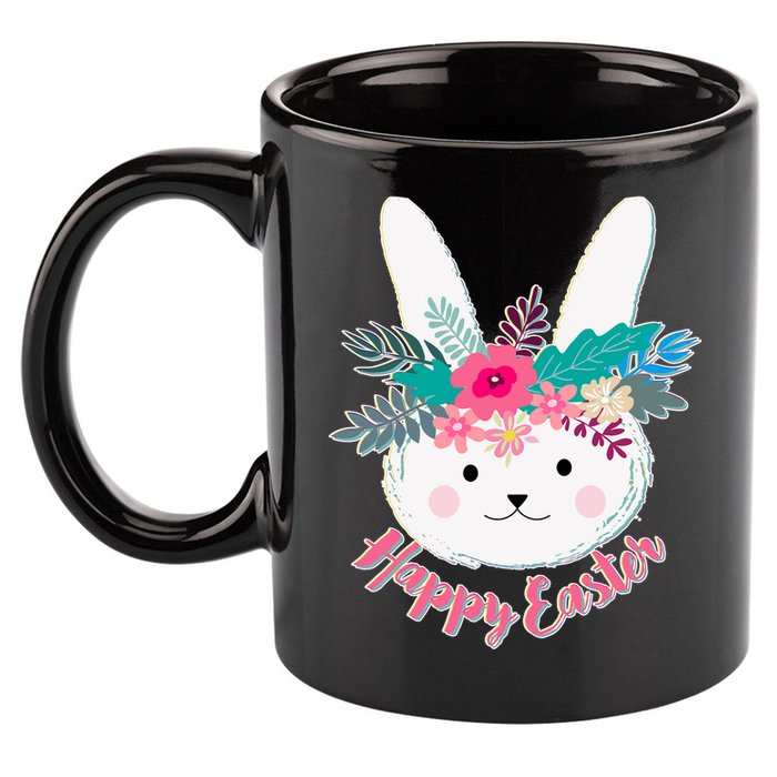 Happy Easter Flower Bunny 11oz C Handle Ceramic Mug