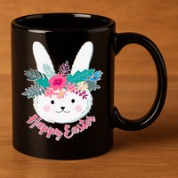 Happy Easter Flower Bunny 11oz C Handle Ceramic Mug